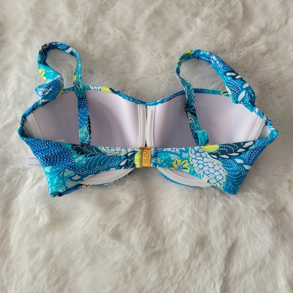 🐬BLEU ROD BEATTIE BRAND NEW SHIRRED UNDERWIRE BANDEAU BIKINI TOP SIZE 34DD - Picture 5 of 7